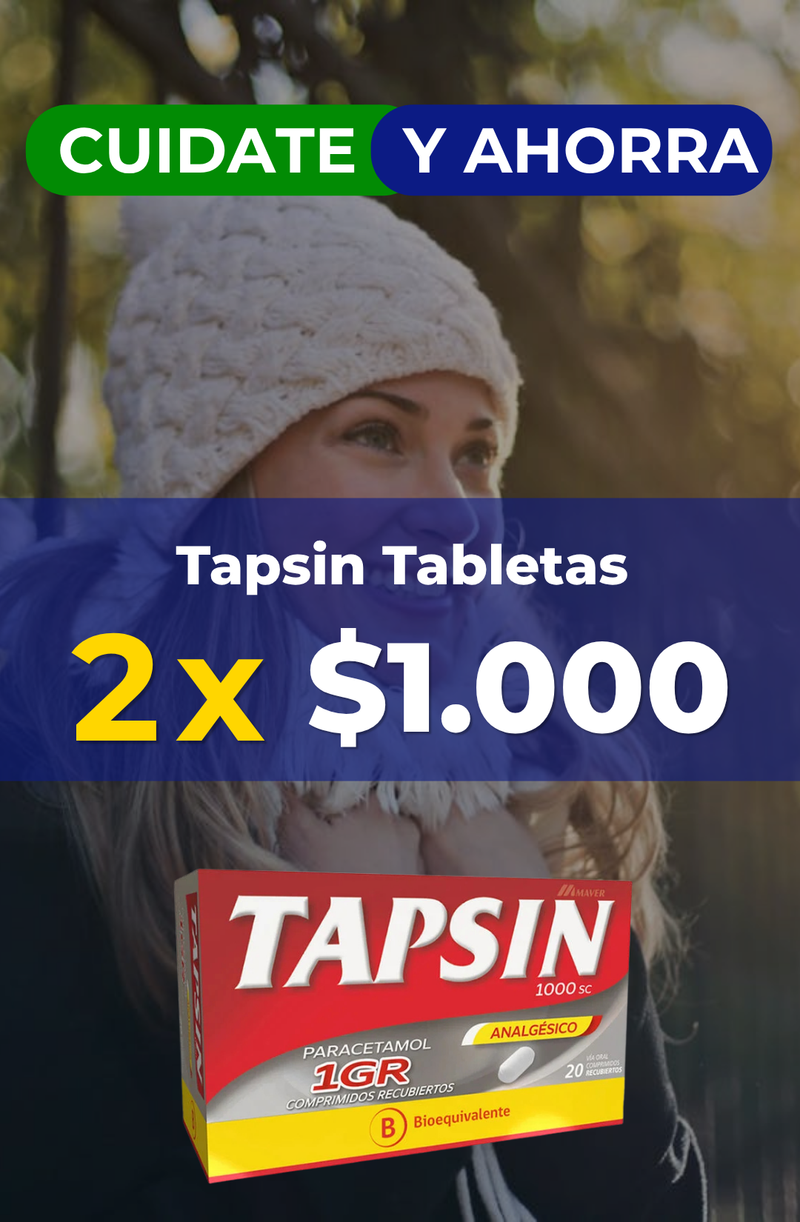 CAJA Tapsin DIA (paracetamol+cafeina) X 600 COMP 100 Tiras Maver